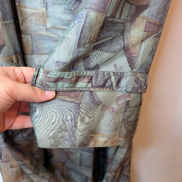 Vintage 80s 90s Trench Coat with Abstract Pattern - Picture 10 of 12